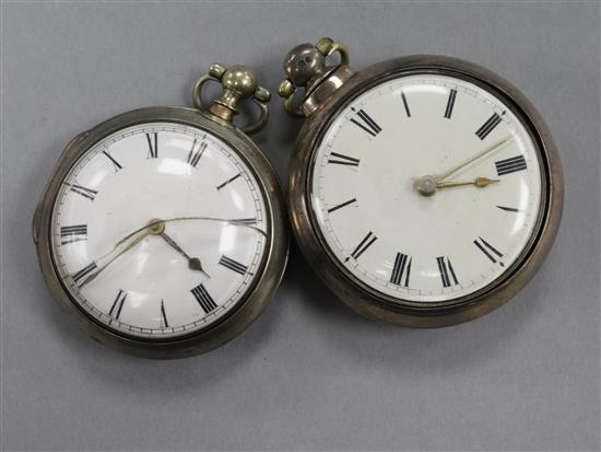 Two 19th century silver pair cased keywind verge pocket watches, including one by George Grove, London.